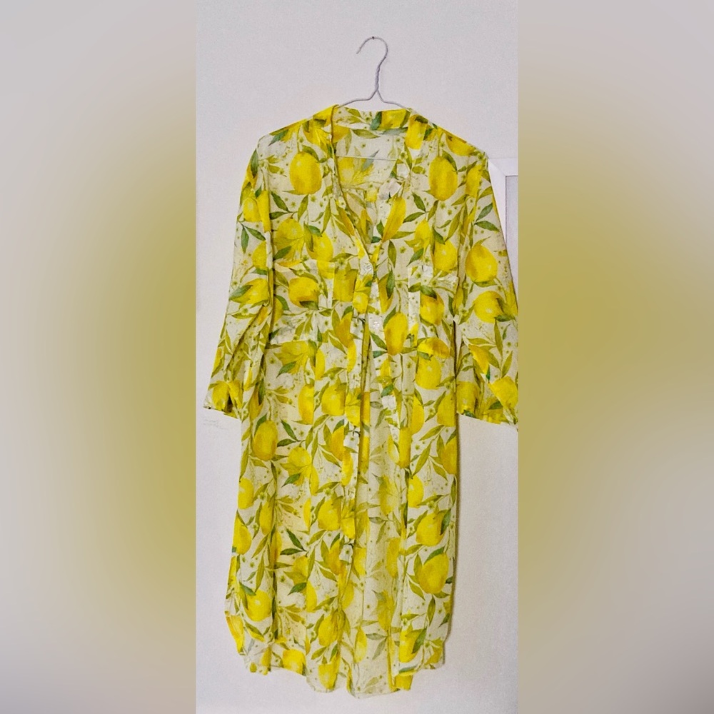 Lemon Print Sheer Kimono